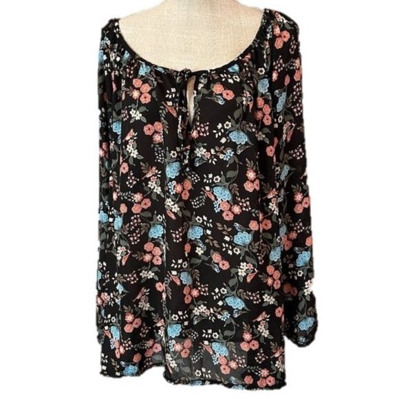 DIVIDE BY ZERO Flowy Boho Peasant Top - 3X - Picture 1 of 10